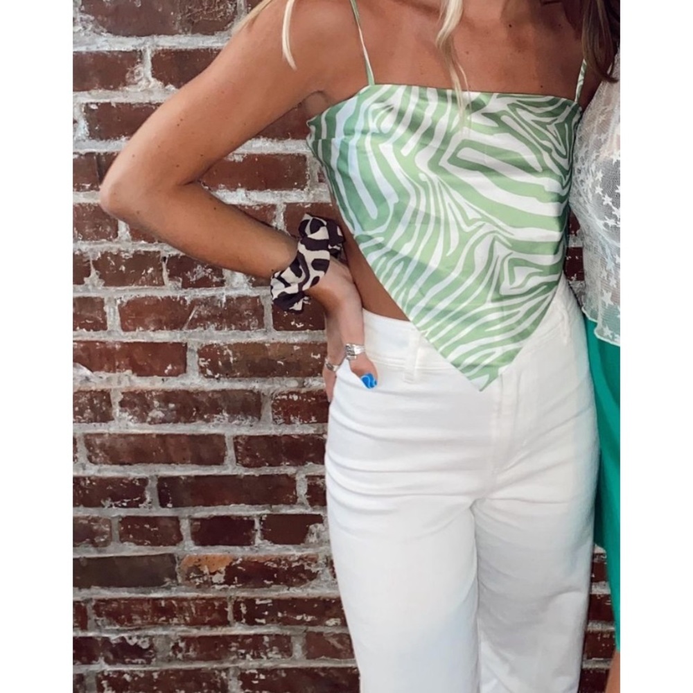 princess polly satin green zebra top